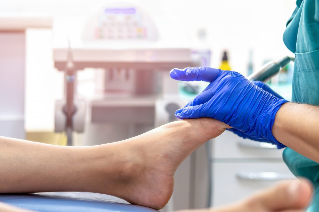 Close Up Of A Podiatry Treatment. Selective Focus